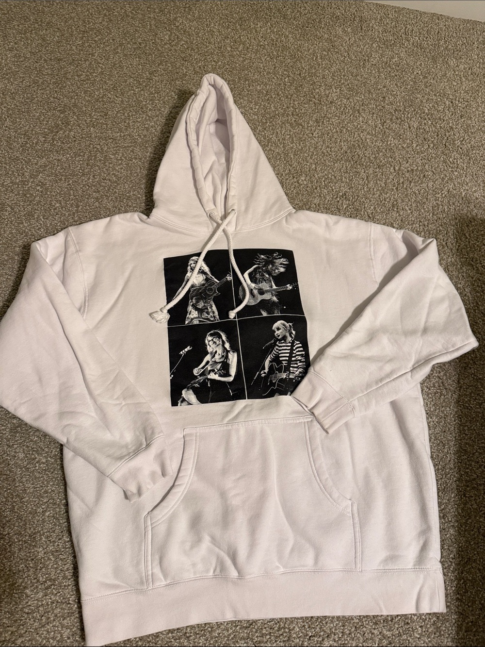 Taylor Swift ERAS TOUR 2023 White Hoodie with Black Photo Collage